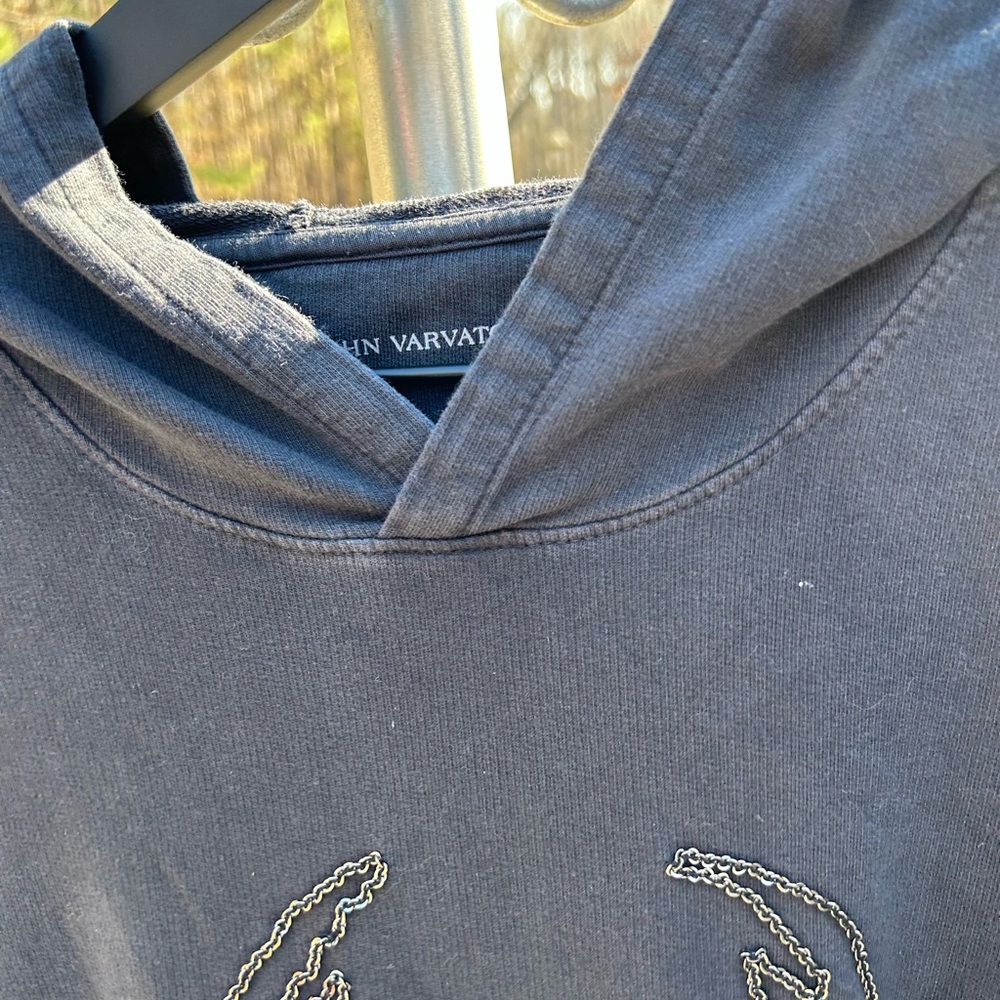 John Varvatos Star USA Men's Stitched Chain Skull Pullover Hoodie Black XL - Picture 6 of 7